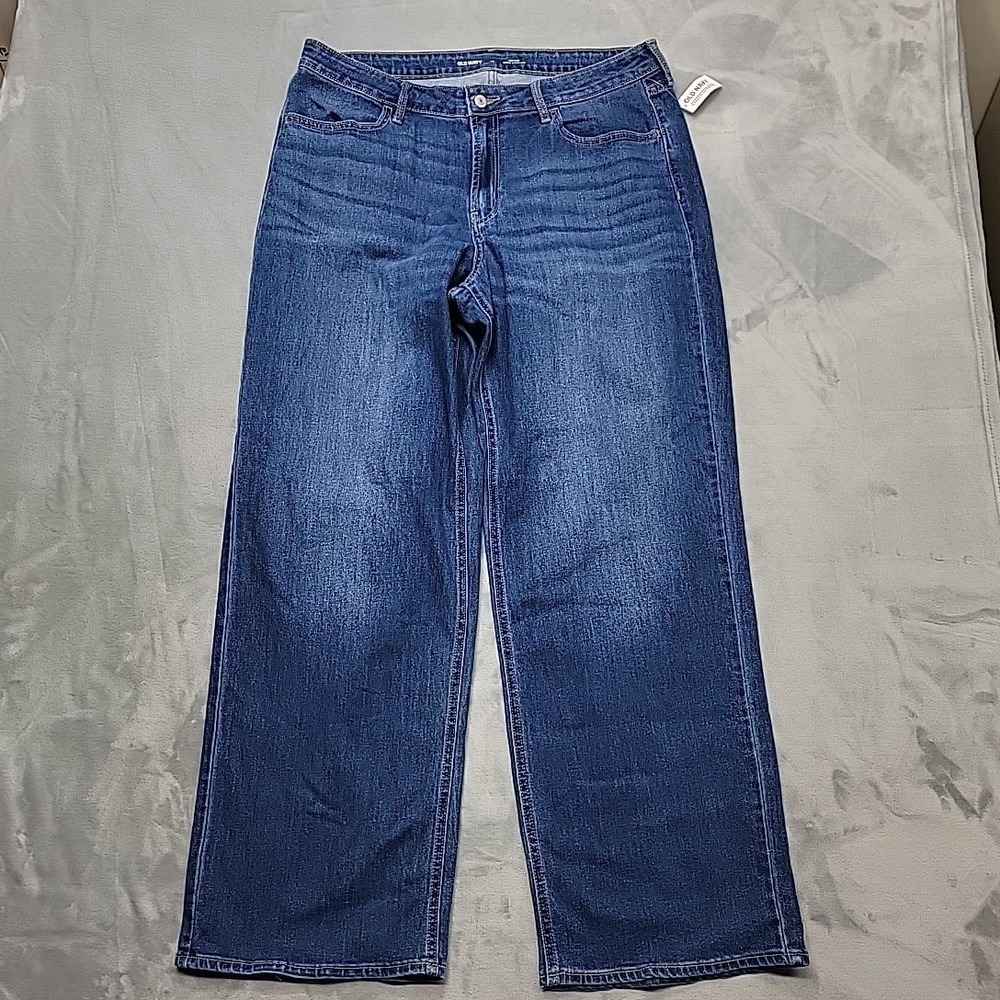 Old Navy Jeans Womens 16 Blue Wow High Rise Wide Leg New Moon Denim